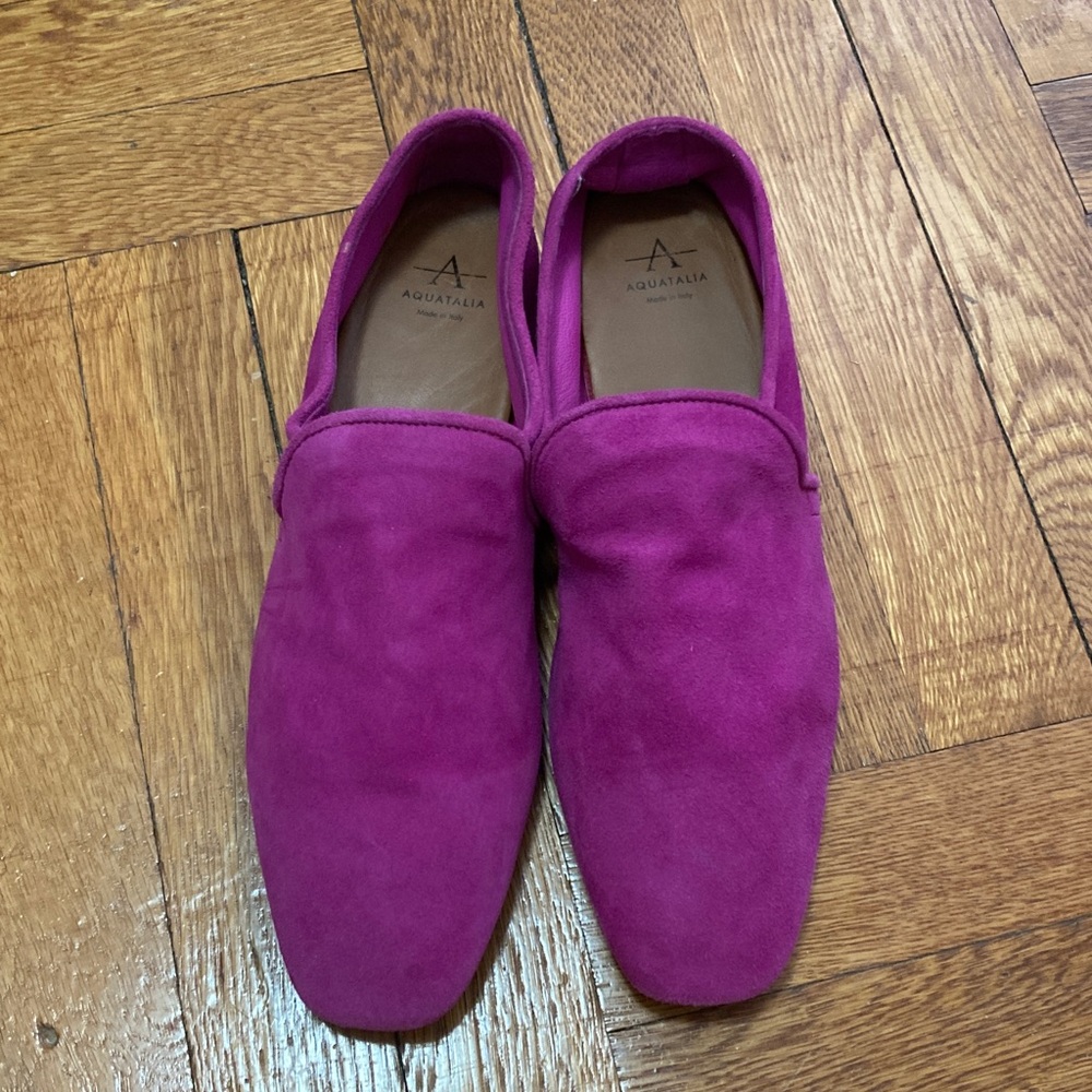 Aquatalia Vibrant Purple/Magenta Suede Slip-Ons